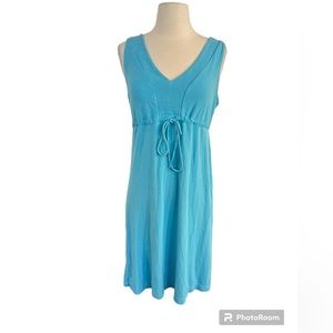 Fresh Produce Women’s Aqua Blue Dress V Neck Empire Draw String sleeveless
